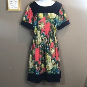 Flor Drawstring Bold Floral Drawstring Dress Extra Large